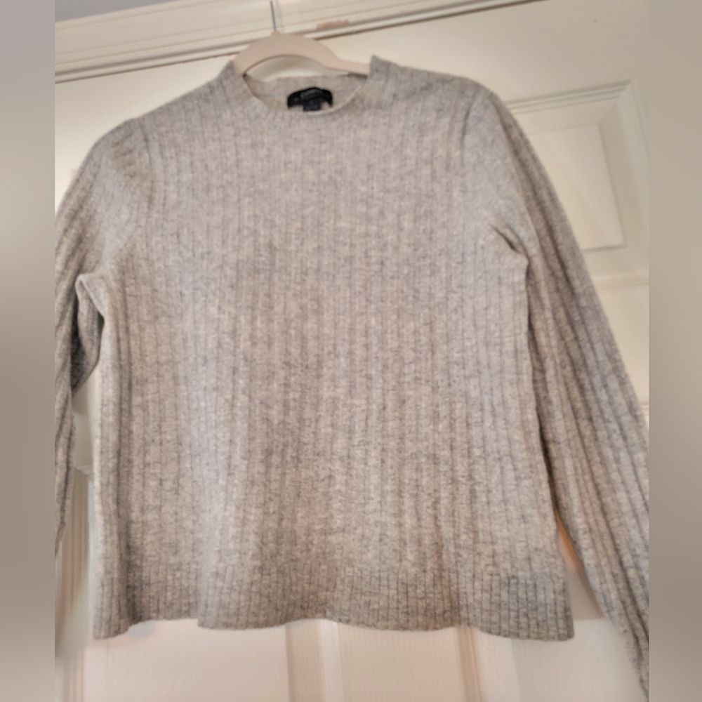 Vintage Express Womens Heather Gray Wool Cashmere Blend Mock Neck Sweater Sz M